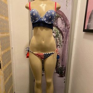 Victoria's Secret Starry Blue and Striped Bikini